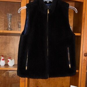J. Crew Black Sherpa ,Vest with Gold Zipper